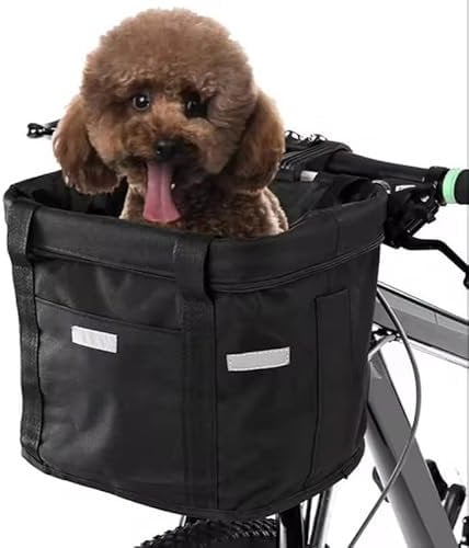 CiCixixi Cestino Bicicletta Anteriore, Cestino Anteriore Bici Staccabile, Cestino Multiuso per Biciclette da Trasporto per Animali Domestici, Pieghevole Borsa a Mano, Shopping e Outdoor (Nero)