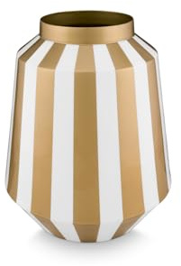 Pip Studio Vase Metall Stripes weiß-Gold 24x29cm