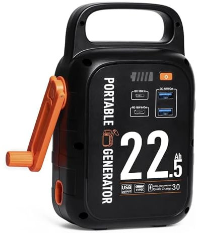 MVXBICIA 22500mAh Portable Generator - Hand Crank Solar Charger Power Bank for Phone and Laptop - Emergency Power Supply Anytime, Anywhere