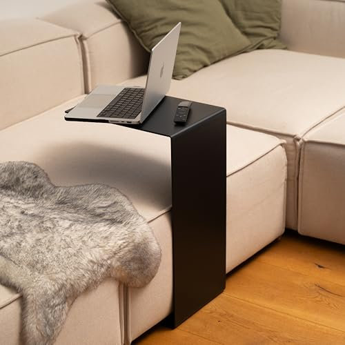 Homemetall Beistelltisch C-Form aus Metall - pulverbeschichteter Couch Beistelltisch in Schwarz - Moderner Abstelltisch für Couch, Sofa, Sessel oder als Nachttisch - Höhe 60 cm