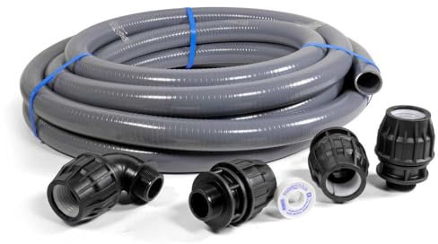 PVC Flexschlauch 63 mm – 25 m Set inkl. 4 Flex-Fittinge & Dichtband – Pool Schlauch für Filteranlagen & Verrohrung – UV-beständig, flexibel & langlebig