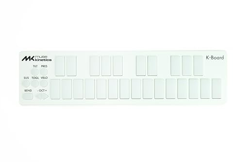 Muse Kinetics K-Board-C | Bunte 25-Tasten-USB-MPE-MIDI-Tastatur-Controller mit USB-C (Schnee)