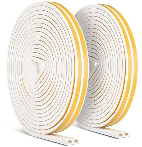 20m Dichtungsband für Türen, Türdichtung Fenster Anti-Kollision/Schalldichter/Wasserdichter/Staubdicht Dichtungsband Selbstklebende - 9mm*6mm Gummi Dichtungsband - Weiß
