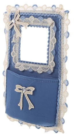 HAMPPLIES Lichtschalterumrandung aus Stoff mit Tasche Blau Rechteckig Vintage Deko für Bad Schlafzimmer Küche