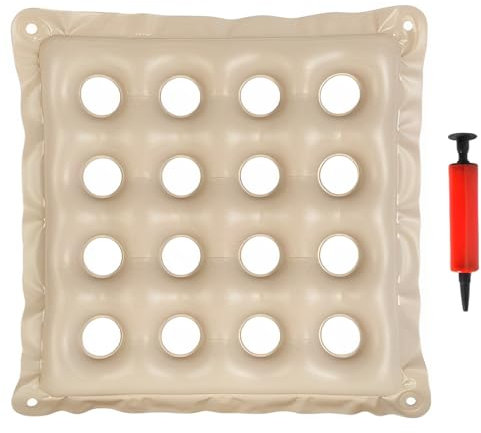 GNHG Cuscino Gonfiabile per Seduta 48x48cm con Pompa, Cuscino ad Aria per Alleviare Pressione, Decubito, Cuscino Ortopedico da Sedia per Anziani, Ufficio, Viaggio