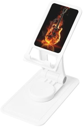 FHEBNDS Fire Gitarren-Telefonständer für den Schreibtisch, 360° drehbar, faltbar, Handyhalterung für Büro, Zuhause, höhenverstellbarer Tablet-Ständer, tragbare Handyhalterung, iPad-Halter