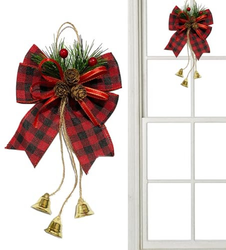 Fiocco Per Albero Di Natale - Ghirlande Invernali Di Bacche Rosse Ornamenti Di Campanelle Natalizie | Decorazioni Rustiche Per La Porta D'ingresso Della Fattoria Per Il Festival Di Natale Delle Va