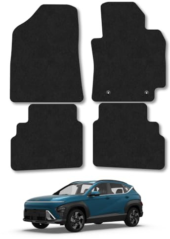 Fits Hyundai Kona (2023+) [Petrol, Hybrid] Carpet Car Mats | Black Edge Trim Tailored Fit Floor Mats Full Coverage Protection Accessories Easy Clean Anti Slip Made in the UK