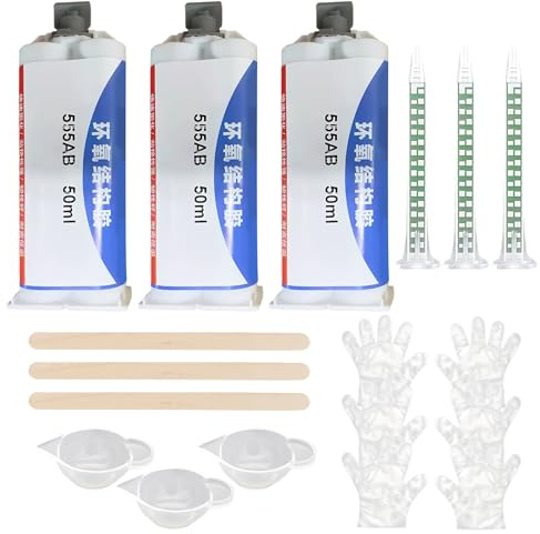 3 Pegamento Epoxi 150 Ml Pegamento Epoxi 2 Componentes, Curado RáPido En 5 Minutos, Impermeable Y Resistente Al Calor, Seguro Y FáCil De Usar, Para Unir Metales, Azulejos, Madera