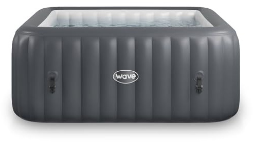 Spa Gonflable Wave | Chauffage écologique intégré | Système de Massage Aquajet | Protection antigel | Configuration Rapide en 15 Minutes (Pacific, Gris Foncé | 4 Personnes)