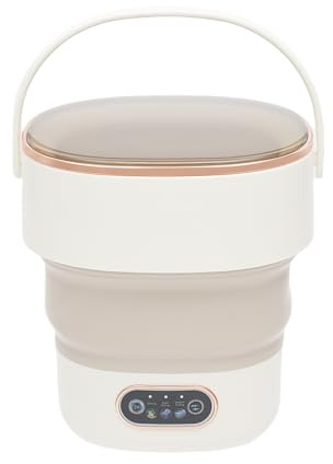 VonVVer Tragbare Mini-Waschmaschine faltbar 13L, Mobile Waschmaschine mit 3 Programmen & Ozon-Funktion, Reisewaschmaschine mit Abtropfkorb für Unterwäsche & Babykleidung (Cremeweiß)