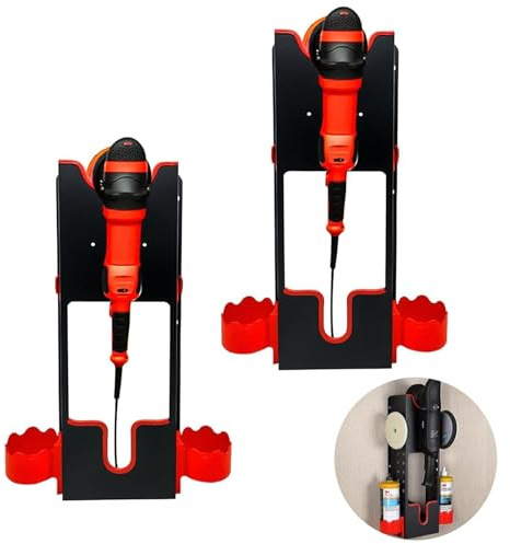 2-Pack Wall Mount Polisher Holder – Steel Bracket for Car Buffer & Grinder | Heavy-Duty Polishing Machine Holder,Universal Tool Storage, Easy Mount for Garage Workshop Organization