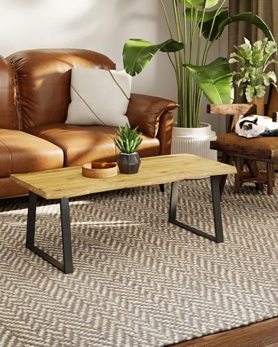 Amveya Couchtisch Holz Modern, Wohnzimmertisch Eiche Modern, Beistelltisch Holz mit Wellenform, Tisch Wohnzimmer, Beistelltische fürs Wohnzimmer, Coffee Table