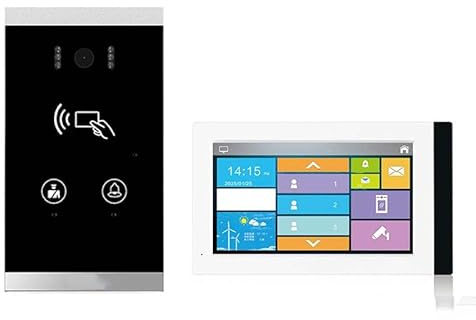 Video Gegensprechanlage mit 7 Zoll Monitor, 1080P Türklingelkamera, Kabelgebundene Verbindung, IP65 Wasserdicht, Fernentsperrung per App & Card Swipe