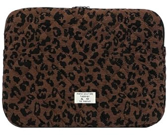 Leopard Print Laptop Sleeve for 13-15 Inch MacBook Pro & Air | Padded, Quilted Protective Cover | Carrying Case for 14, 15, 13.3 Inch Laptop | Trendy Bag for Women & Men