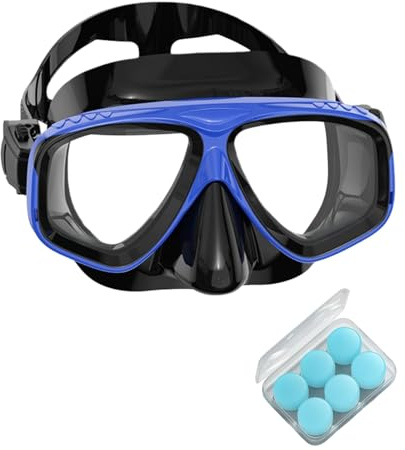 HSTWODE Taucherbrille mit Sehhilfe für Erwachsene – Myopie-Tauchmaske mit Stärke 0 bis -8.0,und 3 Paar Silikon-Ohrstöpseln, ideal für Schnorcheln und Tauchen