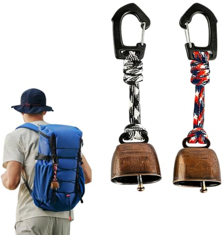 Quesuc 2 Stück Kuhglocke Klein Bärenglocke Aus Gusseisen Mit Schalldämpfer Aus Metall Für Outdoor-Wandern Und Camping Länge 14 Cm (Zufällige Farbe)