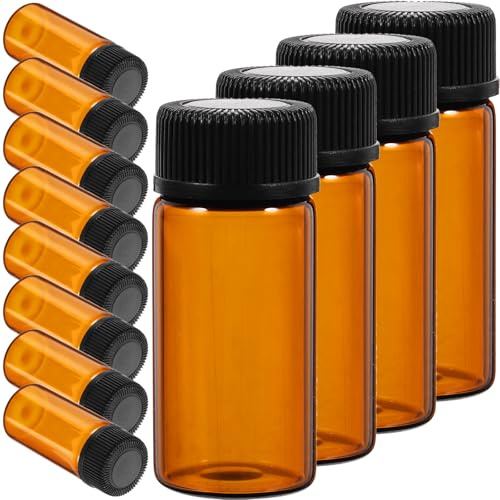 POPETPOP 100 Stück Braune Glasfläschchen 3ml Auslaufsicher und Tragbar für Ätherische Öle und Reiseflaschen mit Praktischem Flaschenöffner