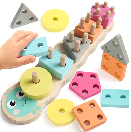 Rtomry Montessori Steckspiel ab 1 Jahr Holzspielzeug Motorikspielzeug Baby | Steckspiel und Motorikspielzeug ab 1 Jahr aus Holz · Sortierspiel für Kleinkinder · Geschenk zum 1. Geburtstag