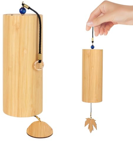 Hojalis Japanische Bambus Windspiele, Natürliches Bambus-Windspiel, BambusWindspieles, Zen Windspiel Für Draußen Hängend Meditation, Klangheilung, Yoga, Hausgarten-Dekoration