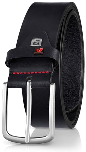 PIERRE CARDIN hochwertiger, eleganter Ledergürtel Herren in schwarz, 40 mm, aus Vollrindleder, vielseitig kombinierbar