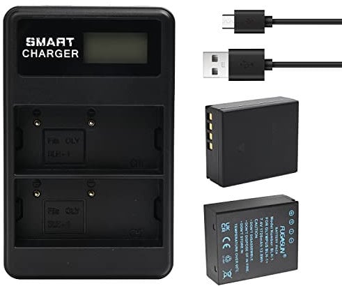 2 Pièces 1720 mAh BLH-1 BLH1 Batterie avec Chargeur de Batterie pour EM1 Mark II EM1-2 EM1 Mark 2 EM1 Mark III EM1 Mark 3 EM1X E-M1X
