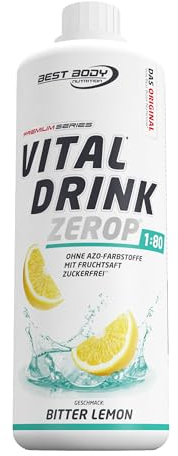 Best Body Nutrition Vital Drink ZEROP® - Bitter Lemon, Original Getränkekonzentrat - Sirup - zuckerfrei, 1:80 ergibt 80 Liter Fertiggetränk, 1000 ml