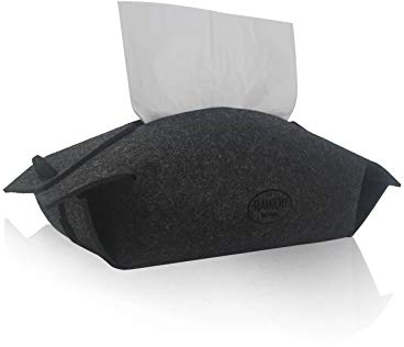 RAIKOU Filz Kosmetiktuchbox Taschentuchbox dekorative Box robuster Taschentuch Spender aus 100% Filz Zupfbox (Anthrazit)