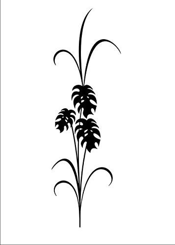 Große Blätter Monstera Pflanze wiederverwendbare Schablone große Größen Floral Shabby Chic / J0 (selbstklebende Folienschablone, XL-Größe – 200 x 280 cm)