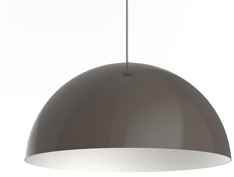 L+ Zweifarbige Hängeleuchte in Halbkugelform aus Metall – Durchmesser 40cm – Made in Italy – Lampenfassung E27 – Elegantes Design für Küche, Wohnzimmer und Esszimmer (Taupe/Weiß)