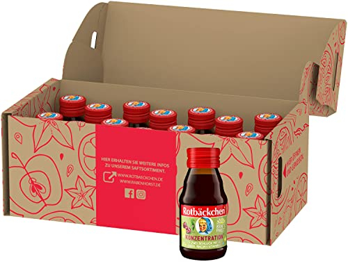 ROTBÄCKCHEN Kraftpaket Konzentration Shot 14er Pack (14 x 60 ml) - Mehrfruchtsaft mit Eisen, Niacin und Vitamin C
