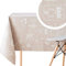 Abwischbare PVC Tischdecke, Rechteckig 300 x 140 cm, Wasserdichtes Wachstuch, Esstischdecke, Strapazierfähig, Beige mit Weißem Kreidetafel Kaffee Muster, Retro Bistro Tischdecke für 10 Personen