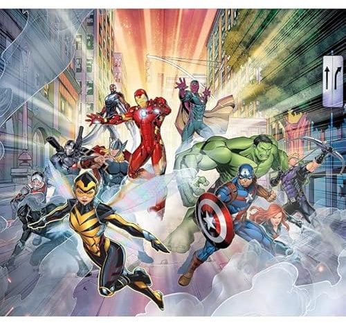 Disney Marvel Avengers in Flight – 11 Characters – 2 Piece Curtains – L 180 cm x H 160 cm