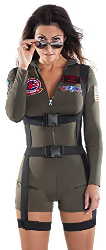 Maskworld Top Gun Romper - Damen - Lizenziertes Film-Kostüm für Erwachsene - Verkleidung Karneval Motto-Party - Größe: M
