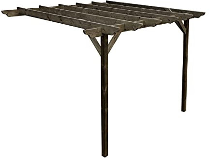 Wooden Garden Lean-to Pergola Kit - Dinasty Design Shade Canopy Gazebo (3.6m x 4.2m, Rustic brown)