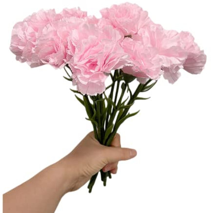 27,9 cm Blumensträuße mit 10 Stängel-Nelken, UV-beständig, kein Verblassen, künstliche Mini-Nelkenblüten, Seidenblüten, für Foto-Requisiten, Zuhause, Party und Hochzeit, Rosa