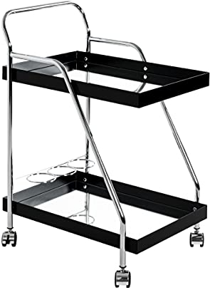 HAKU Möbel Servierwagen Chrom, schwarz, Metall, Spiegel - Maße: B 62 cm x H 84 cm x T 46 cm, Style: Modern