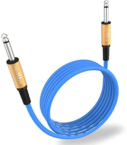 Augioth Guitar Cable 4.5Meter, Stage Electric Instrument Bass Cable AMP Cord 1/4 Straight to Straight Blue