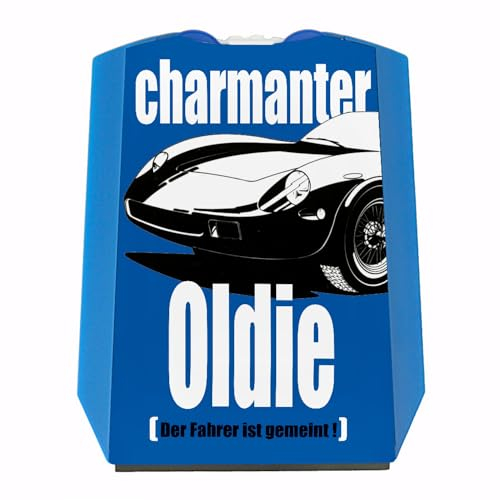 speecheese Charmanter Oldie Sportwagen Parkscheibe mit ironischem Spruch Der Fahrer ist gemeint Parkscheibe mit 2 Einkaufswagenchips als Geschenk für einen junggebliebenen Herren