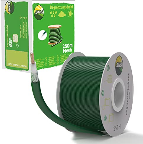 Câble de délimitation en Maille de 250 m pour Robot Tondeuse à Gazon, kit d'accessoires pour câble de Recherche - Compatible avec Gardena/Bosch/Husqvarna/Worx/Honda/ROBOMOW/iMow