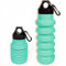 Kingmate Silikon Water Bottle Wasserflasche Getränkeflasche BPA-freies Auslaufsicher Fahrrad Sport Trinkflasche Faltbar Kohlensäure Geeignet 500ml Türkis mit Sport Deckel