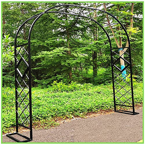 Soluti Torbogen Rosenbogen Rankhilfe Metall Höhe 230cm/270cm, Freistehend Rankbogen Gartenbogen pulverbeschichteter Stahl für Pergola Rasen (Farbe : Schwarz, Größe : 140x230cm/4.6x7.5ft)