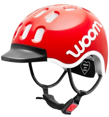 woom Kids Helm, Fahrradhelm für Kinder, mit Visier, für Jungen und Mädchen, 46–50 cm, Größe XS, Verstellbar, Aufprallschutz, Rot (woom red)