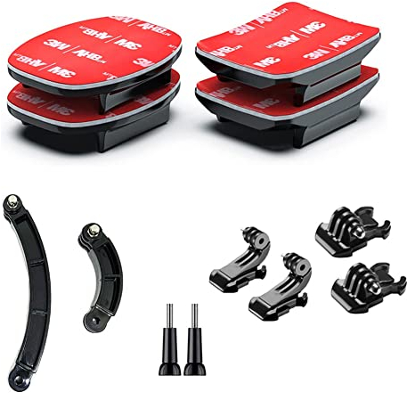 YHTSPORT Helmet Adhesive Mounts Flat and Curved for GoPro, Action Camera Accessories Kit, Helmet Sticky Mounts Buckle Mount Screw, 3M Sticky Pads Attachments for GoPro and other Action Cameras