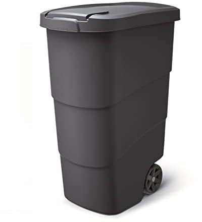 Prosperplast Poubelle de jardin Wheeler avec arbre métallique WHEELER 90L., dimensions (mm) 583x394x783, couleur anthracite