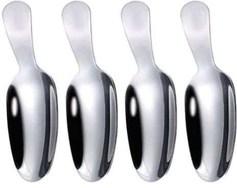 4 Stücke Edelstahl Löffel Teeschaufel Silber Dessertlöffel Eislöffel Goldene Kaffeelöffel Teelöffel Mehlschaufel Gewürz Salz Tee Schäufelchen Mini Eiscreme Schaufel Salat Besteck Kinder Tafelbesteck