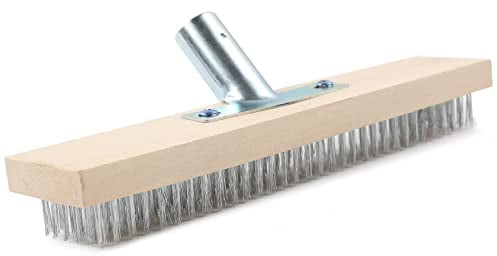 MaxAwe 12 Wire Broom Head, Garden Stiff Metal Bristle Deck Scrub Brush, Steel Sweeping Brush for Outdoor Heavy Duty Removal of Hard Sweeping & Deck Scrub for Decking, Paving, Patio, Paths, Drives etc