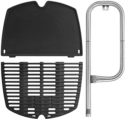 41862 Grillbrennerrohr, 7645/65811 Gusseisenroste und 6559 Grillplatte für Weber Q200, Q220, Q2000 Q2200 Serie, 396001, 396002, 566 002, 5 3060001 Grills, Ersatz für Weber 69956/60041