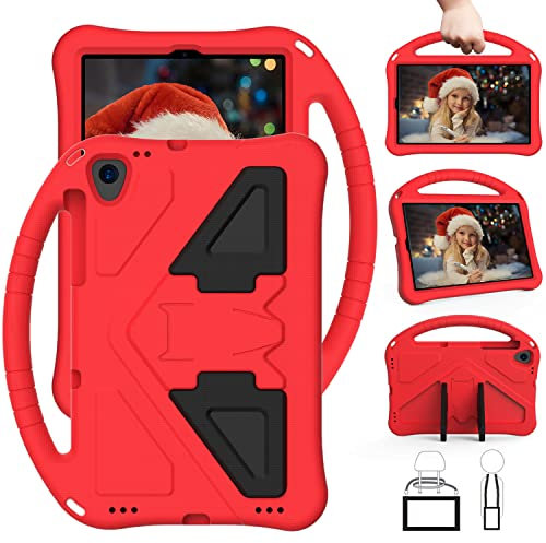 Eabhulie Niños Funda para Lenovo Tab M10 FHD Plus (2nd Gen) TB-X606F/Tab M10 HD 2020 X306X/F/Tab K10 2021 TB-X6C6F/L/X, EVA Ligera Portátil Soporte de Mango Carcasa Infantil Antigolpes Rojo