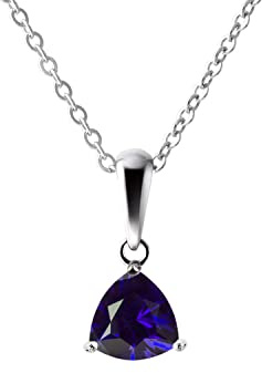 Franki Baker Small Trillion shaped Iolite & Sterling Silver Gemstone Pendant Necklace. Chain Length: 50cm. Gemstone Size: 5mm